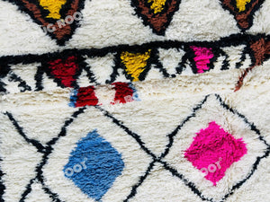 Vibrant Moroccan Azilal Rug | Handwoven Wool with Colorful Diamond Motifs