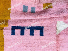 Load image into Gallery viewer, Handwoven Moroccan Dream | Beni Ourain Rug with Vibrant Pink &amp; Mustard Details
