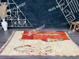Handcrafted Moroccan Soul | Artistic Wool Rug with Bohemian Flair