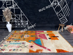 Handcrafted Moroccan Azilal Rug | Warm Hues & Playful Tribal Design