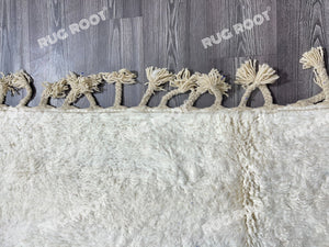 Handcrafted Moroccan Serenity | Unique Blue and White Berber Rug for Bohemian Spaces