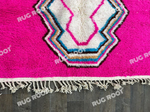 Boho Chic Dreamweaver | Abstract Pink & Blue Moroccan Rug for Bedroom or Living Room