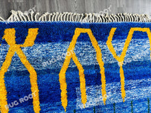 Load image into Gallery viewer, Vivid Blue Moroccan Azilal Rug | Handwoven Wool Art with Red Diamond Motifs
