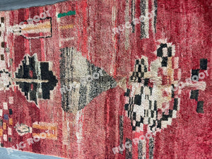 Unique Moroccan Rug | Vintage Red Wool with Abstract Berber Art