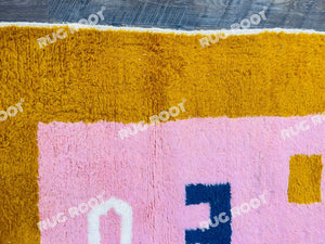 Handwoven Moroccan Dream | Beni Ourain Rug with Vibrant Pink & Mustard Details