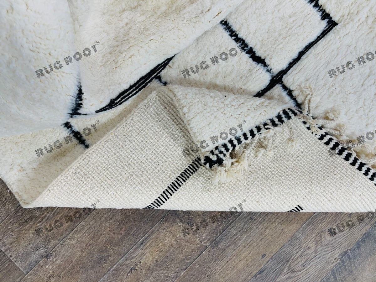 Scandinavian Rug | Large White Moroccan Wool Rug with Subtle Ethnic ...