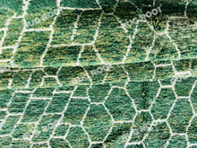 Load image into Gallery viewer, Handcrafted Moroccan Haven | Emerald Green Berber Rug with Latticework Motif
