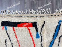 Load image into Gallery viewer, Moroccan Artistry | Handwoven Azilal Rug with Expressive Figures in Red, Blue, and Black
