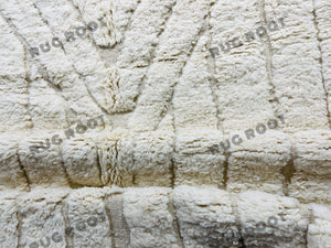Handwoven Serenity | Off-White Beni Ourain Rug with Fluffy Wool and Modern Design