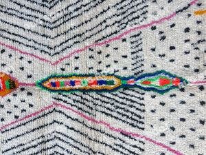 Modern Moroccan Tapestry | Handwoven Azilal Rug with Playful Pink Motifs