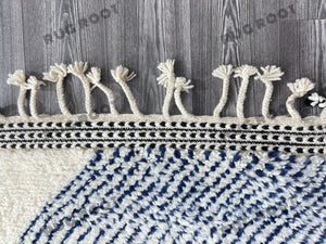 Modern Moroccan Retreat | Handwoven Wool Beni Ourain Rug with Indigo Accents