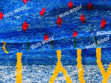 Load image into Gallery viewer, Vivid Blue Moroccan Azilal Rug | Handwoven Wool Art with Red Diamond Motifs
