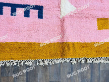 Load image into Gallery viewer, Handwoven Moroccan Dream | Beni Ourain Rug with Vibrant Pink &amp; Mustard Details
