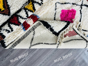 Vibrant Moroccan Azilal Rug | Handwoven Wool with Colorful Diamond Motifs