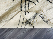 Load image into Gallery viewer, Moroccan Artistry | Handwoven Beni Ourain Rug with Bold Black Lines
