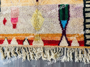 Boho Chic Retreat | Orange Shag Moroccan Rug with Vintage Berber Patterns