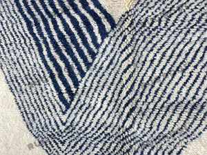 Modern Moroccan Retreat | Handwoven Wool Beni Ourain Rug with Indigo Accents