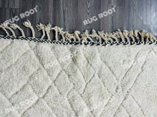 Load image into Gallery viewer, Bohemian Chic Rug | Handwoven Moroccan Wool in Creamy White with Black Trim
