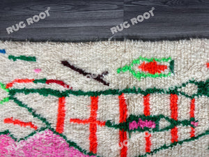 Moroccan Artistry | Handwoven Azilal Rug with Colorful Geometric Design