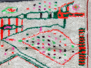 Moroccan Artistry | Handwoven Azilal Rug with Colorful Geometric Design