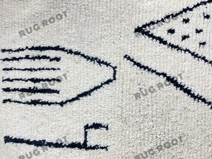Handcrafted Moroccan Art | Abstract Berber Rug with Bold Black Lines on Ivory Wool
