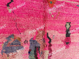 Handcrafted Moroccan Azilal Rug | Eclectic Pink Tapestry with Expressive Charm