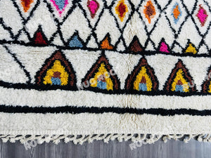 Vibrant Moroccan Azilal Rug | Handwoven Wool with Colorful Diamond Motifs