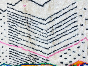 Modern Moroccan Tapestry | Handwoven Azilal Rug with Playful Pink Motifs