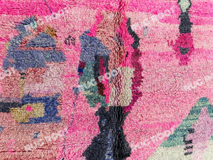 Handcrafted Moroccan Azilal Rug | Eclectic Pink Tapestry with Expressive Charm