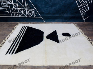 Abstract Dreams | Large Handwoven Moroccan Beni Ourain Rug in Pure White Wool