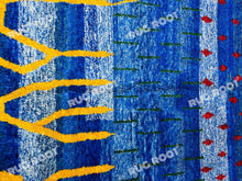 Load image into Gallery viewer, Vivid Blue Moroccan Azilal Rug | Handwoven Wool Art with Red Diamond Motifs
