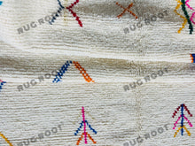 Load image into Gallery viewer, Handcrafted Moroccan Azilal Rug | Whimsical Wool Tapestry in Ivory with Rainbow Accents
