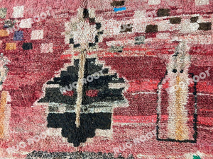 Unique Moroccan Rug | Vintage Red Wool with Abstract Berber Art