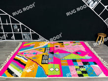 Load image into Gallery viewer, Modern Moroccan Azilal Rug | Handwoven Wool Art with Vibrant Geometric Motifs
