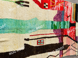 Vibrant Moroccan Azilal Rug | Handwoven Wool Art with Abstract Expressionist Motifs
