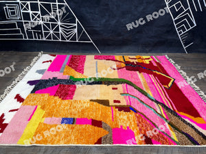 Handcrafted Berber Dreams | Vibrant Abstract Wool Rug for Bohemian Spaces