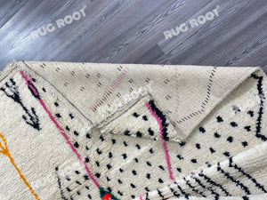 Modern Moroccan Tapestry | Handwoven Azilal Rug with Playful Pink Motifs