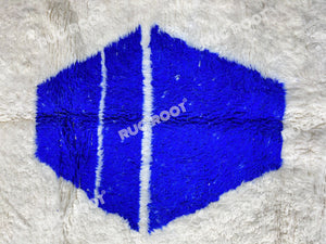 Handcrafted Moroccan Serenity | Unique Blue and White Berber Rug for Bohemian Spaces