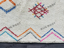 Load image into Gallery viewer, Handcrafted Moroccan Azilal Rug | Whimsical Wool Tapestry in Ivory with Rainbow Accents
