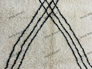 Moroccan Artistry | Handwoven Beni Ourain Rug with Bold Black Lines