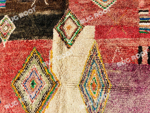 Unique Moroccan Azilal Rug | Vintage Wool with Colorful Geometric Art