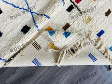 Load image into Gallery viewer, Modern Moroccan Azilal Rug | Handwoven Wool Rug with Bold Blue Geometric Motifs

