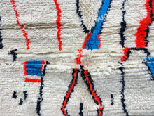 Load image into Gallery viewer, Moroccan Artistry | Handwoven Azilal Rug with Expressive Figures in Red, Blue, and Black
