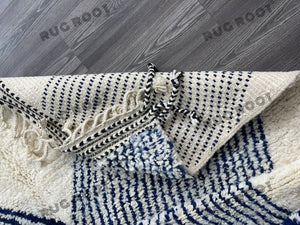 Modern Moroccan Retreat | Handwoven Wool Beni Ourain Rug with Indigo Accents