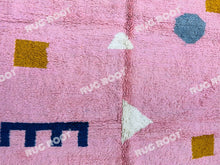 Load image into Gallery viewer, Handwoven Moroccan Dream | Beni Ourain Rug with Vibrant Pink &amp; Mustard Details
