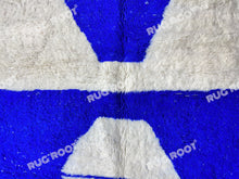 Load image into Gallery viewer, Handcrafted Moroccan Serenity | Unique Blue and White Berber Rug for Bohemian Spaces
