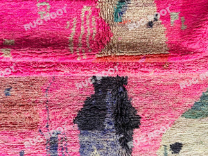 Handcrafted Moroccan Azilal Rug | Eclectic Pink Tapestry with Expressive Charm