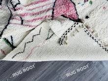 Load image into Gallery viewer, Geometric Grace | Ivory Moroccan Rug with Colorful Tribal Motifs
