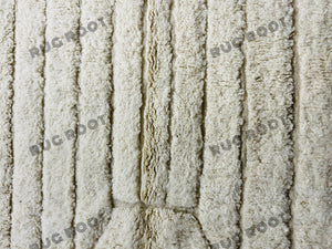 Handwoven Serenity | Off-White Beni Ourain Rug with Fluffy Wool and Modern Design