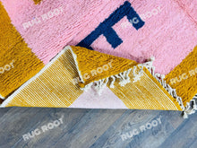 Load image into Gallery viewer, Handwoven Moroccan Dream | Beni Ourain Rug with Vibrant Pink &amp; Mustard Details

